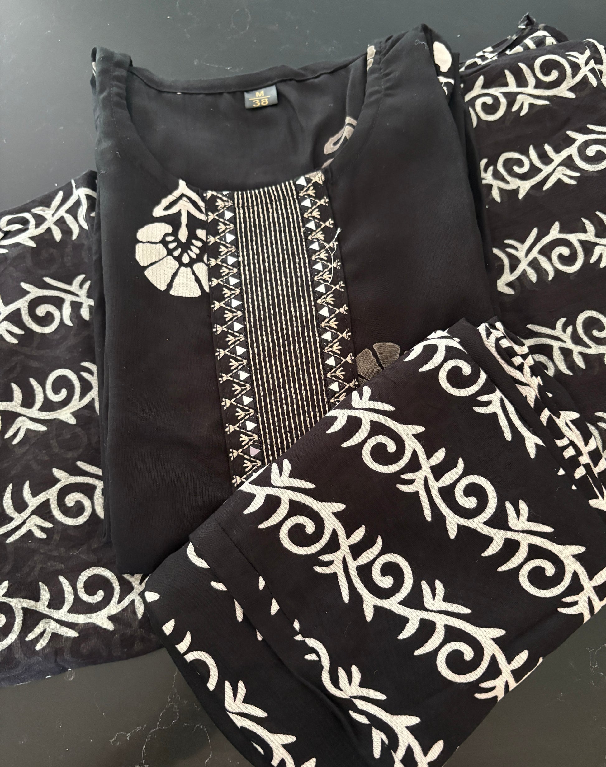 White & Black Pure Cotton Kurta Sets