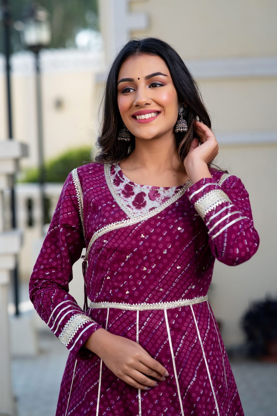 Plum Embroidered Angrakha Set