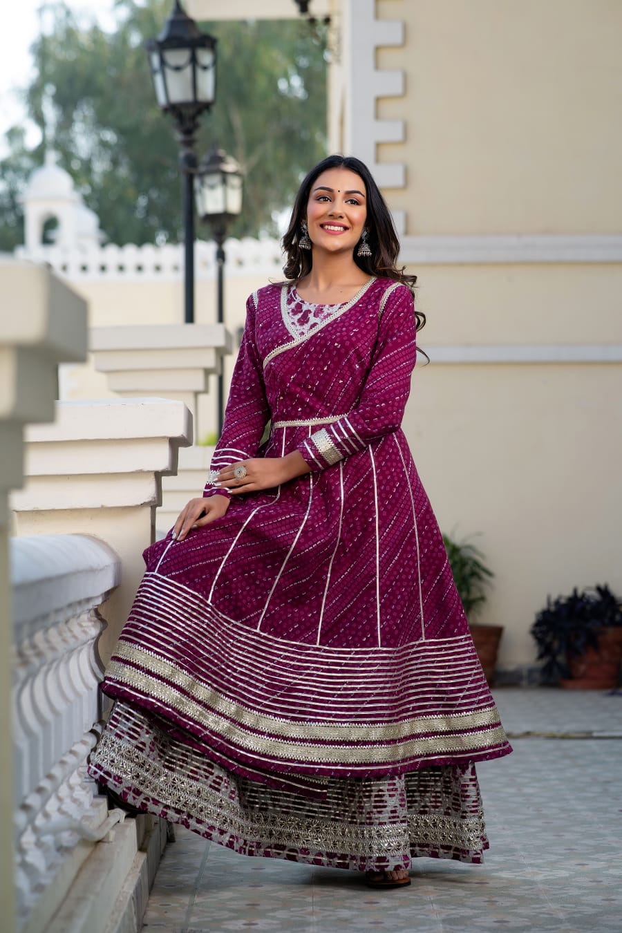 Plum Embroidered Angrakha Set