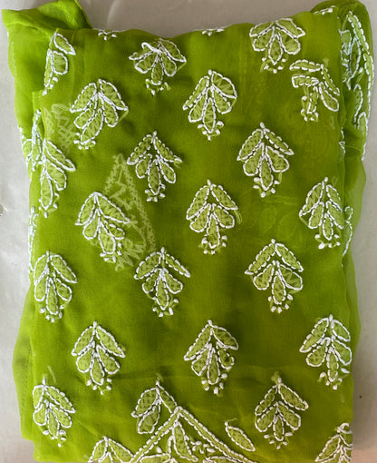 Handmade Lucknowi Chikankari Kurti -Light Green with matching Cotton Inner.