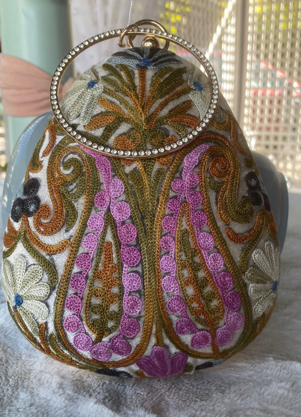 Women Embroidery Oval Shape Shoulder Bag
