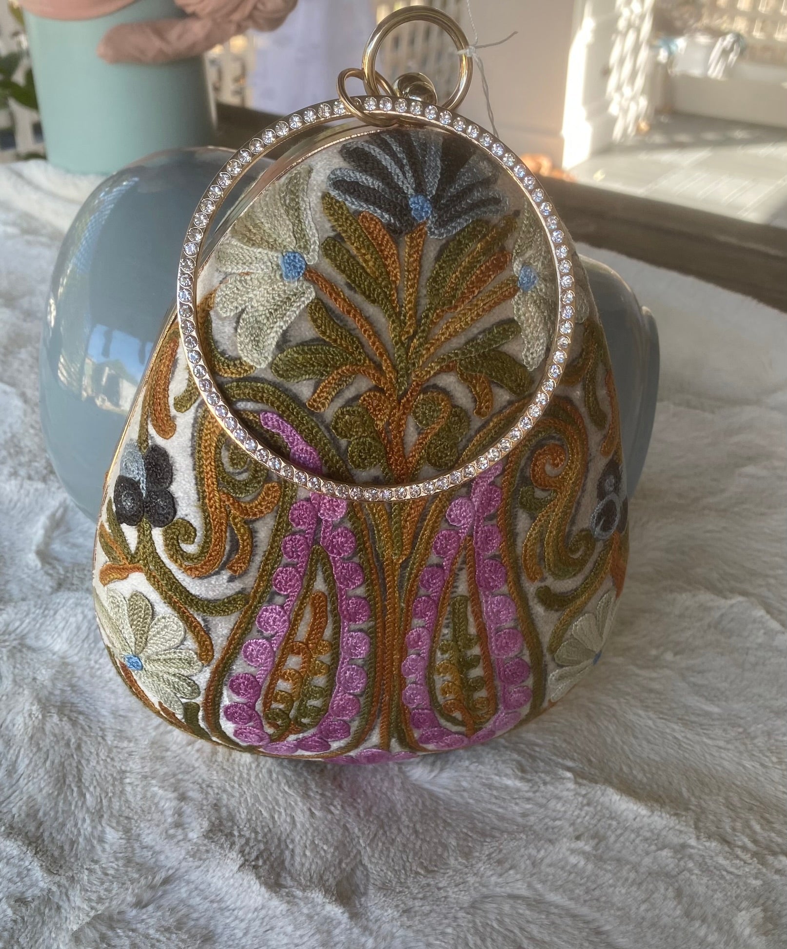 Women Embroidery Oval Shape Shoulder Bag