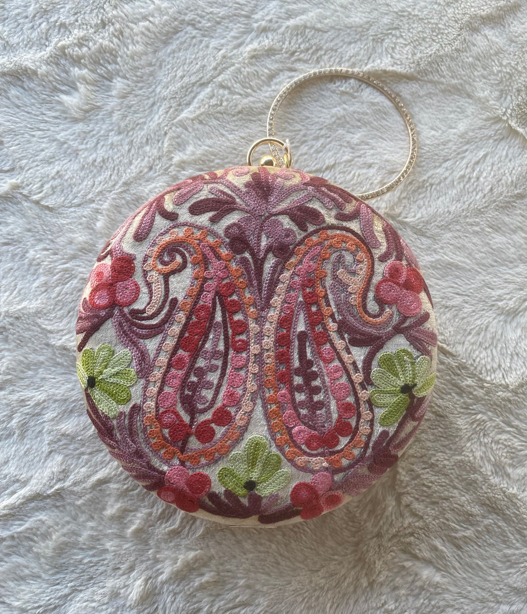 Women Embroidery Round Shoulder Bag