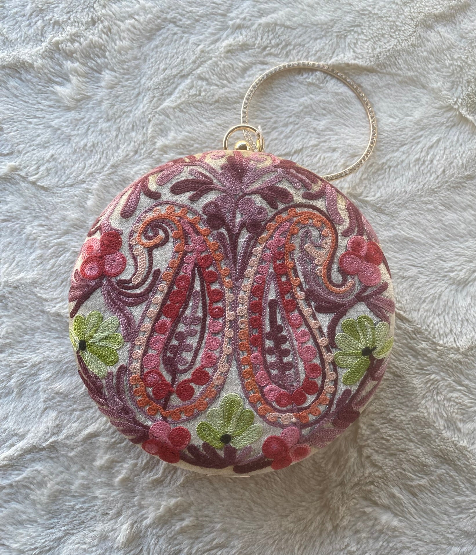 Women Embroidery Round Shoulder Bag