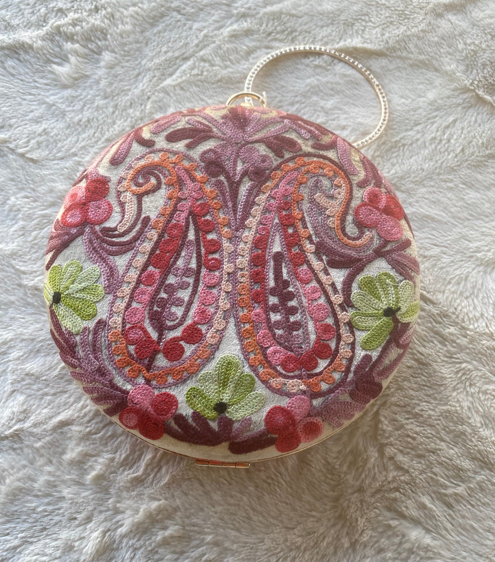 Women Embroidery Round Shoulder Bag