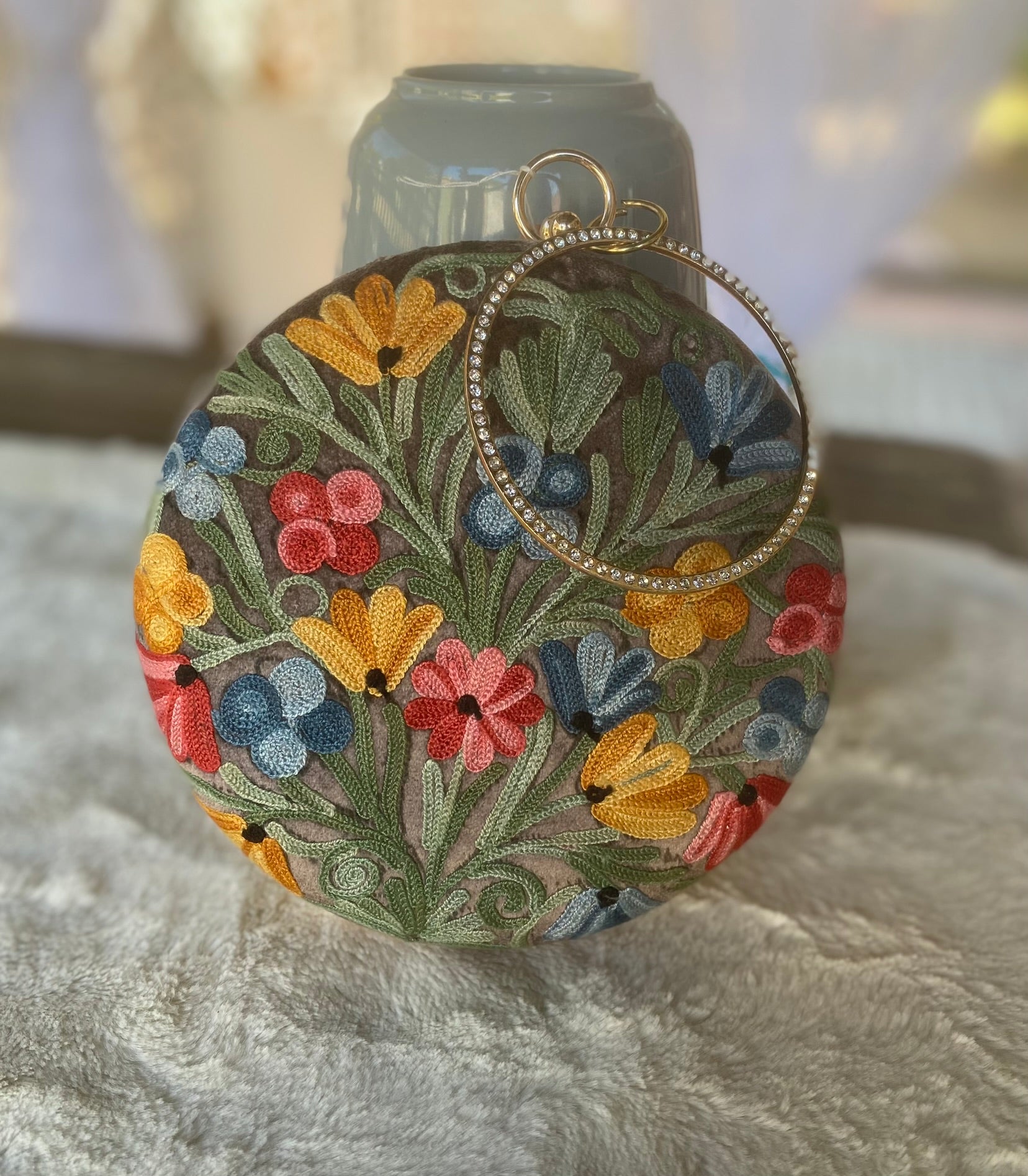 Women Embroidery Round Shoulder Bag