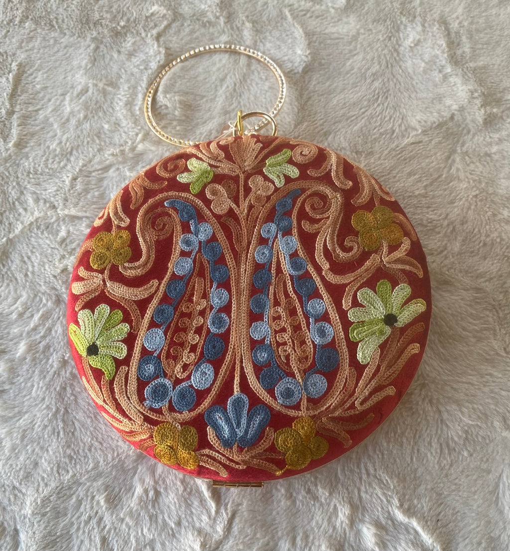 Women Embroidery Round Shoulder Bag