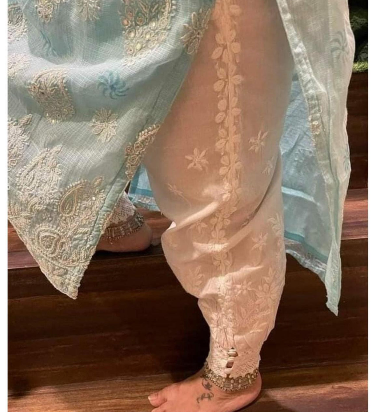 Peach Handmade Chikankari Kurti