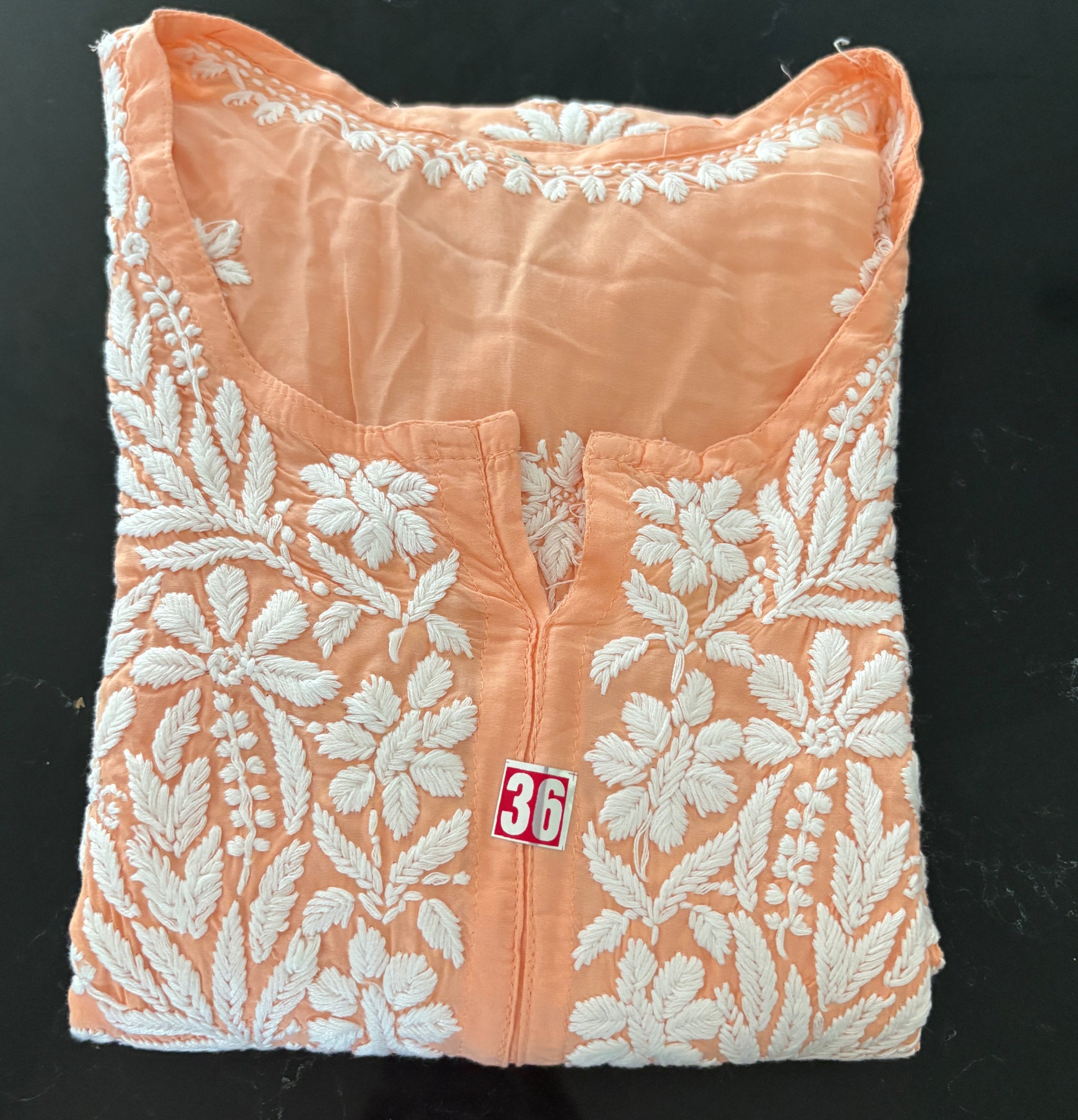 Peach Handmade Chikankari Kurti