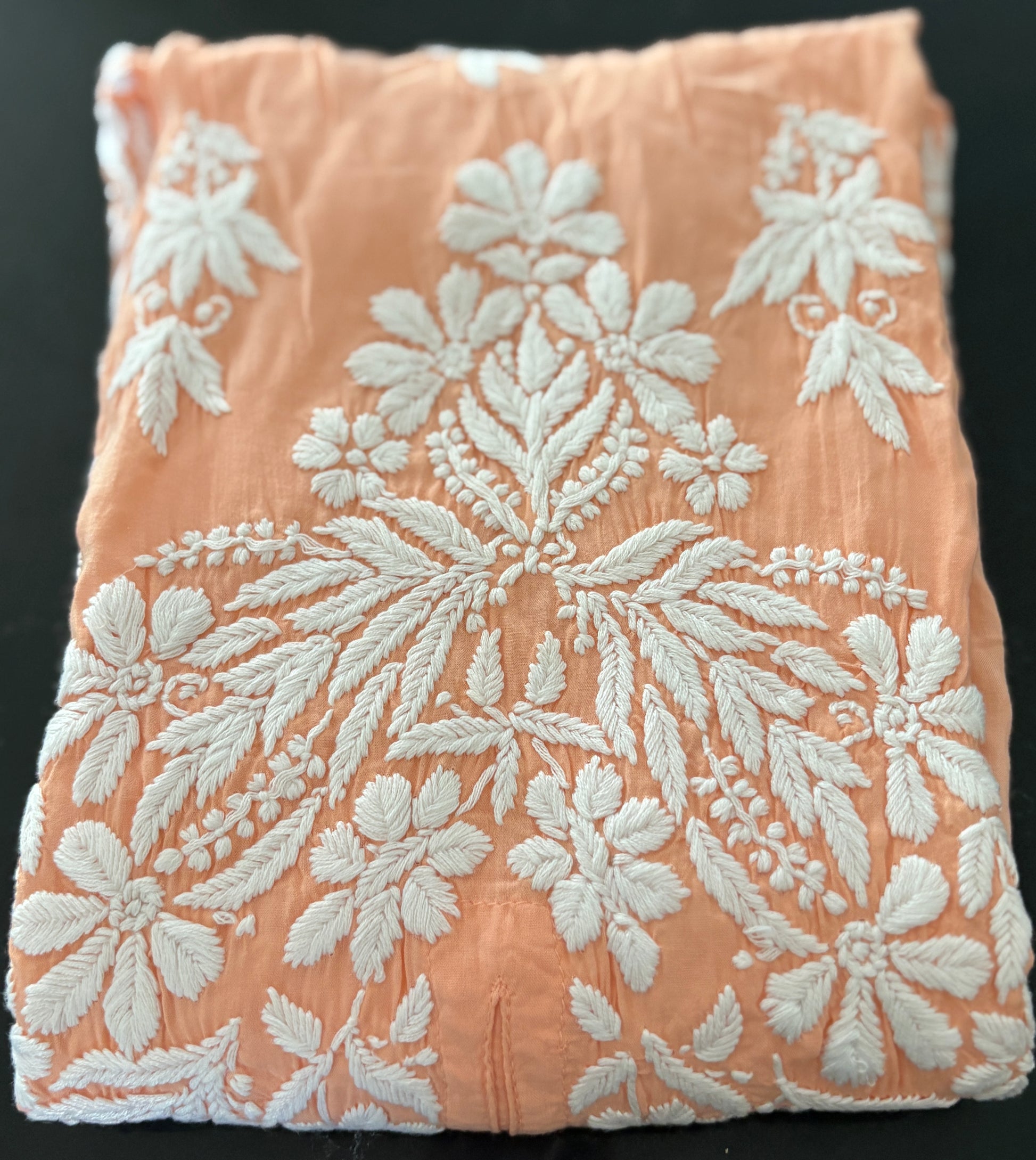 Peach Handmade Chikankari Kurti