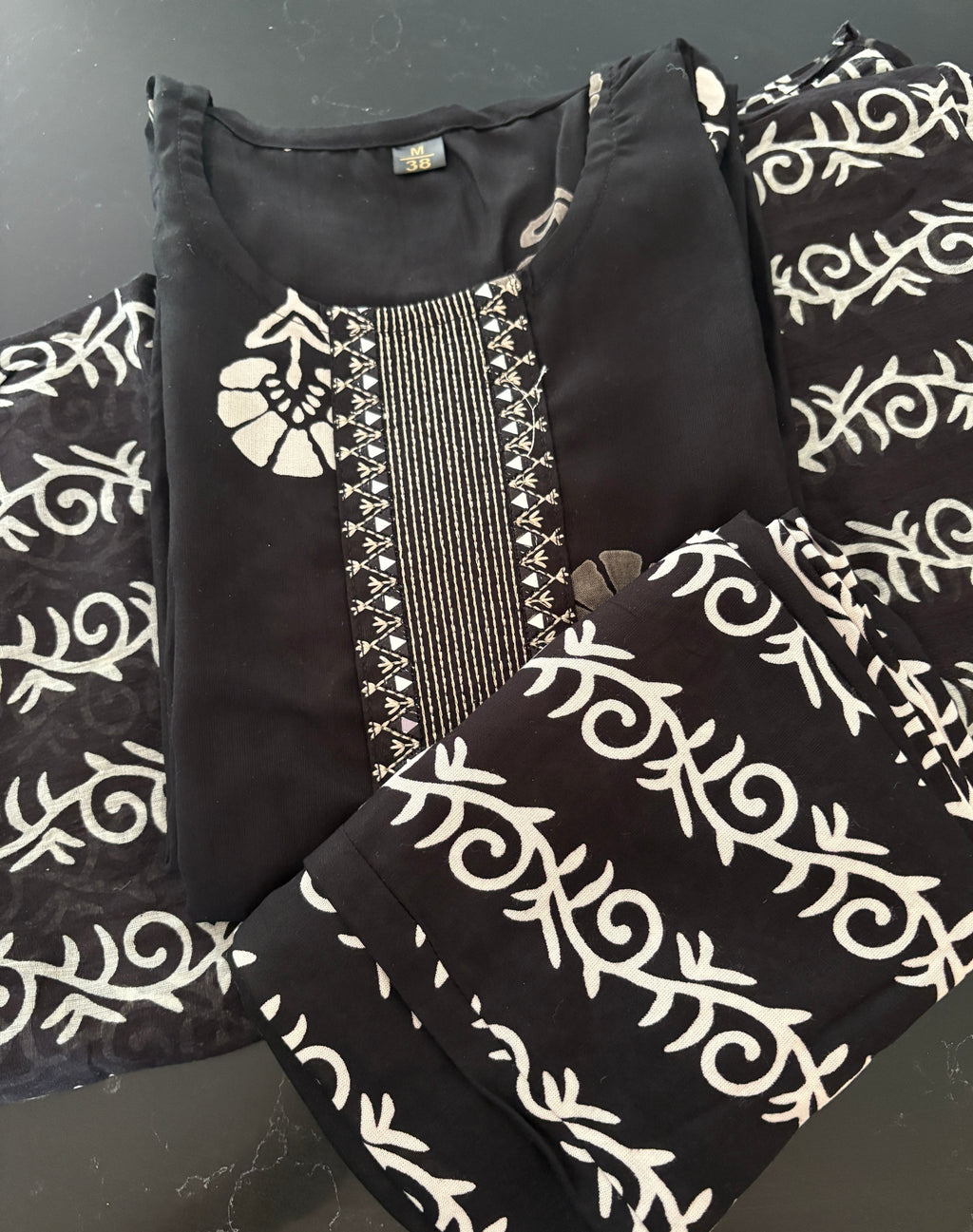 White & Black Pure Cotton Kurta Sets