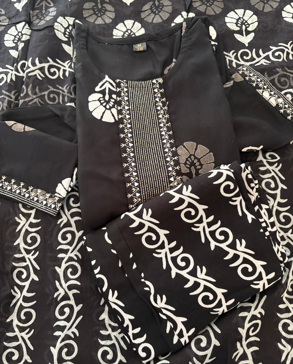 White & Black Pure Cotton Kurta Sets