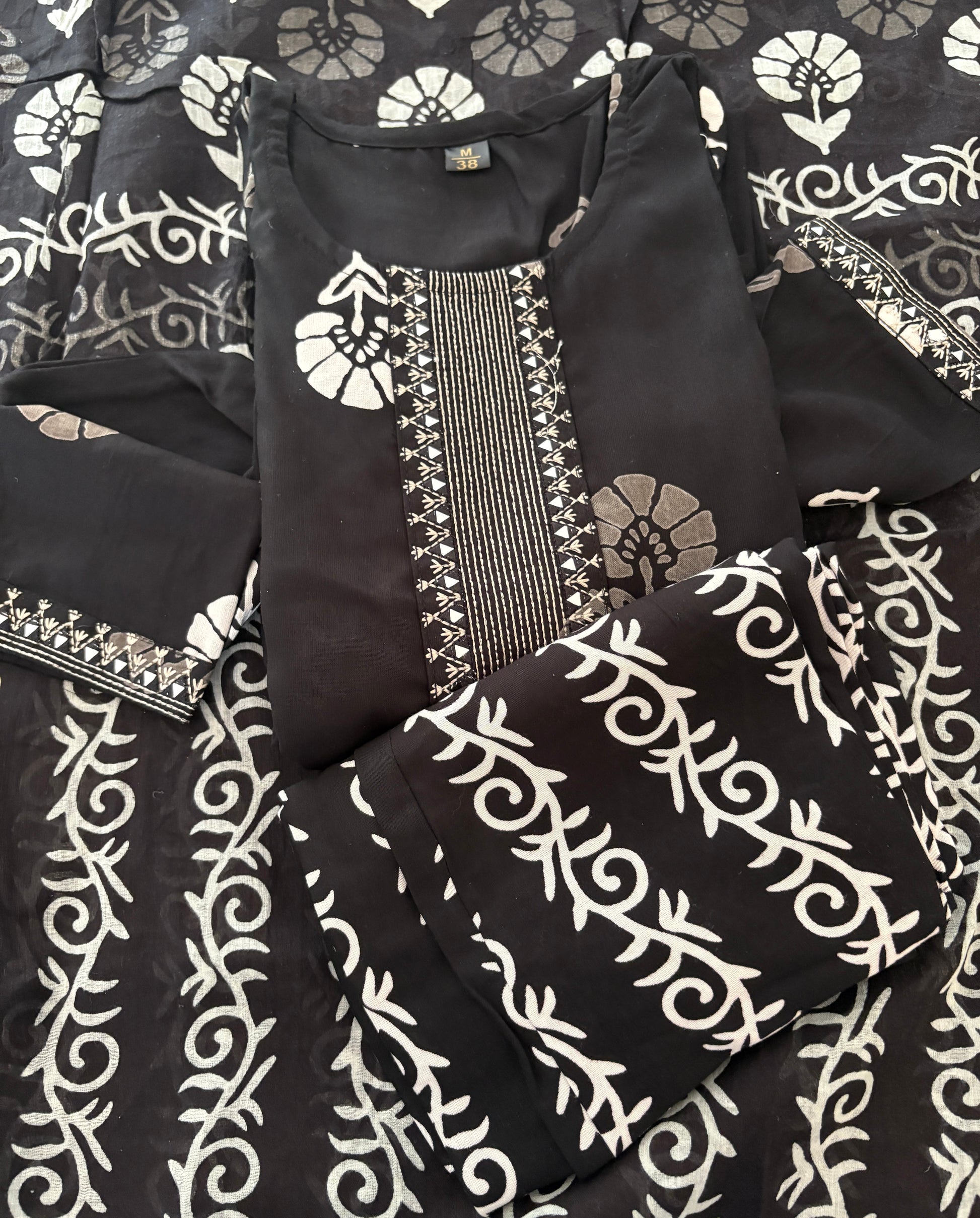 White & Black Pure Cotton Kurta Sets