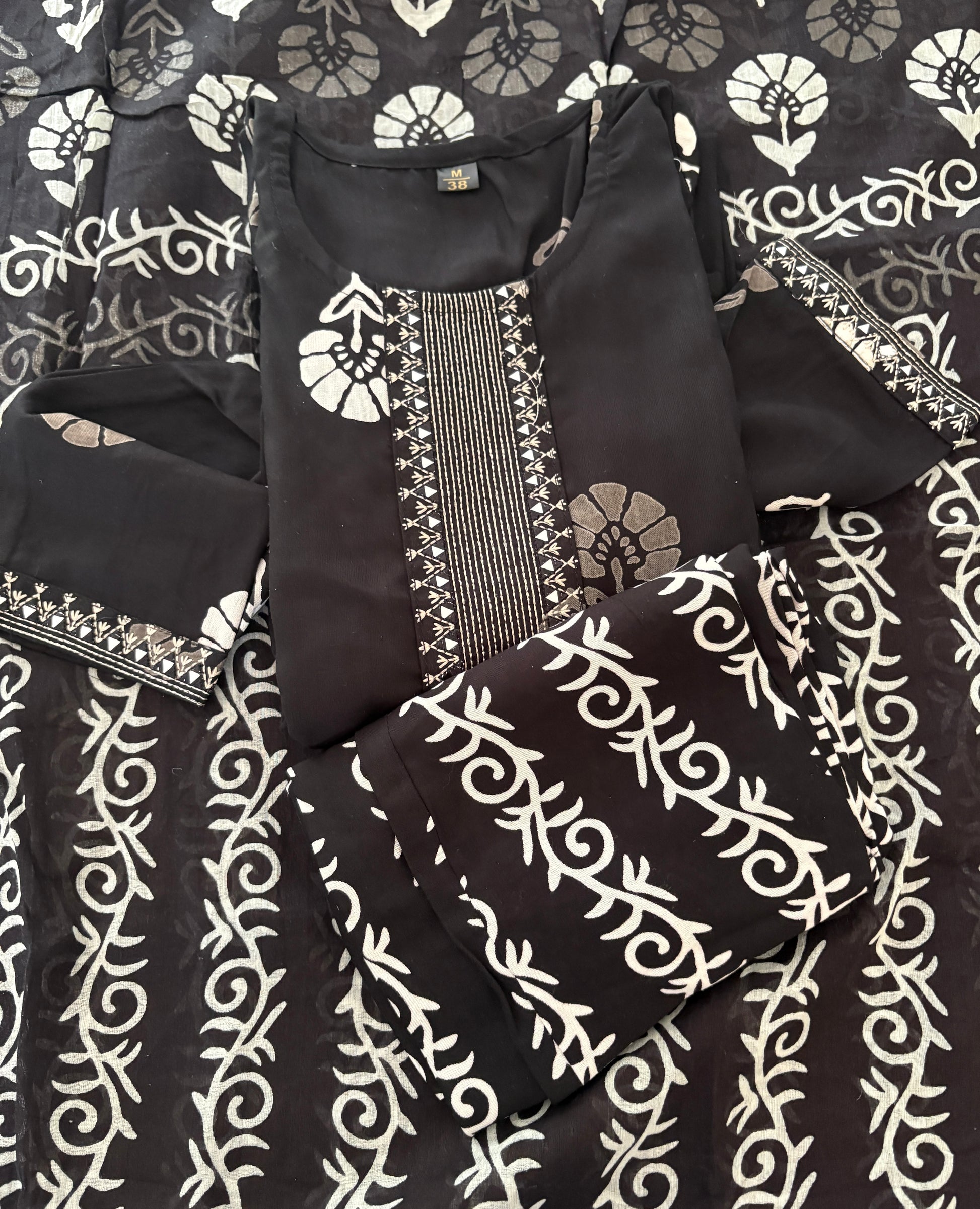 White & Black Pure Cotton Kurta Sets