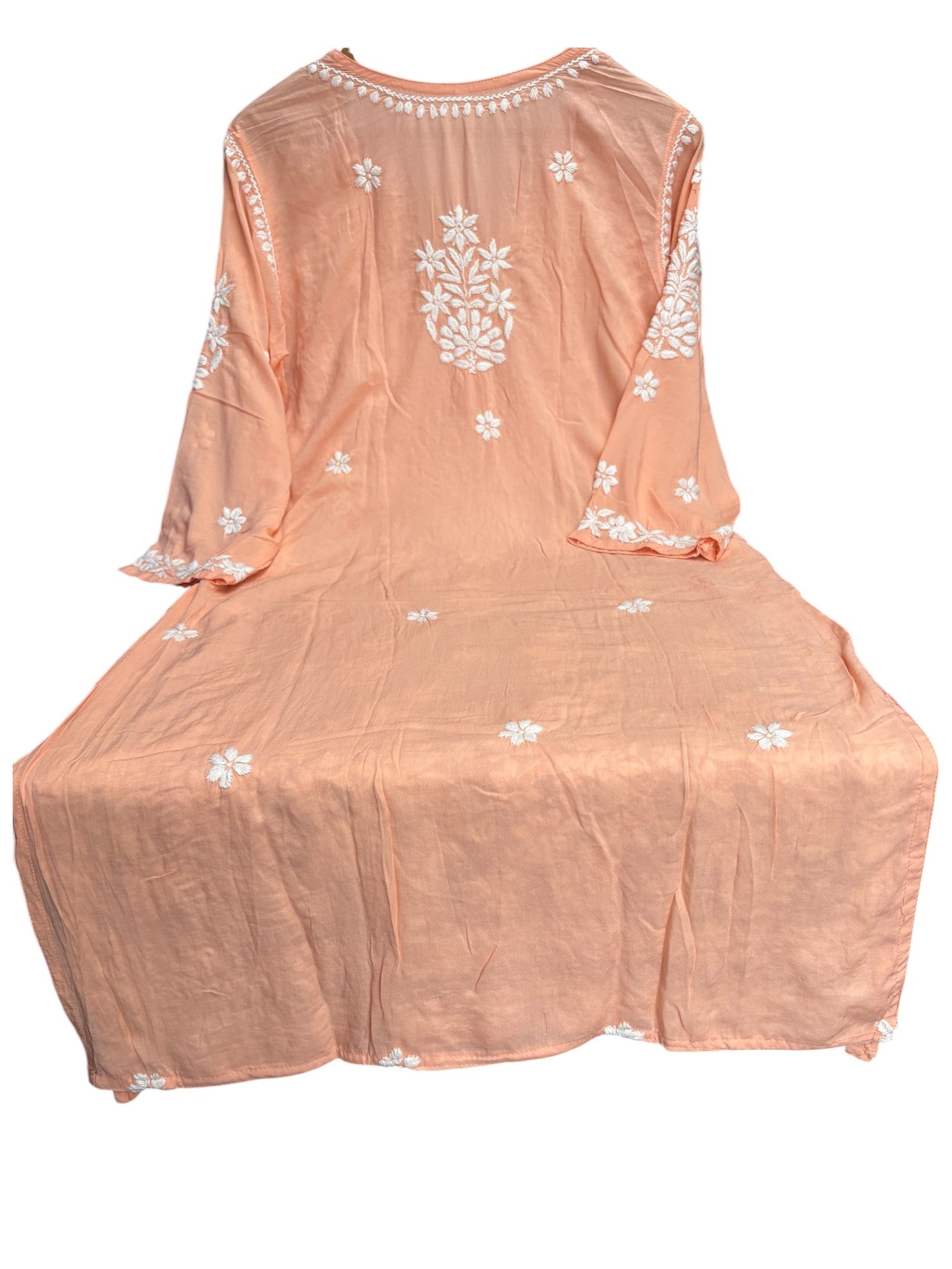 Peach Handmade Chikankari Kurti