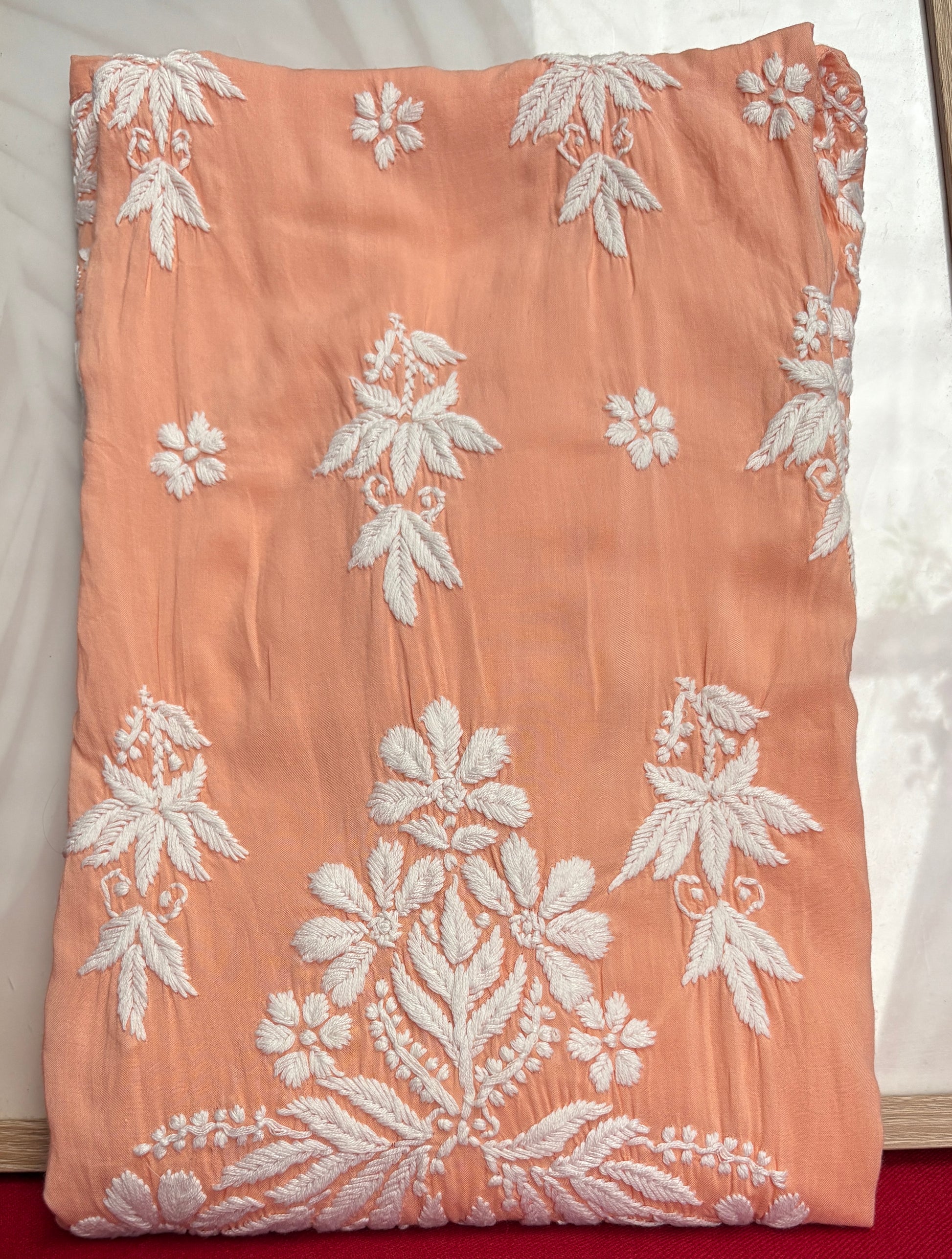 Peach Handmade Chikankari Kurti