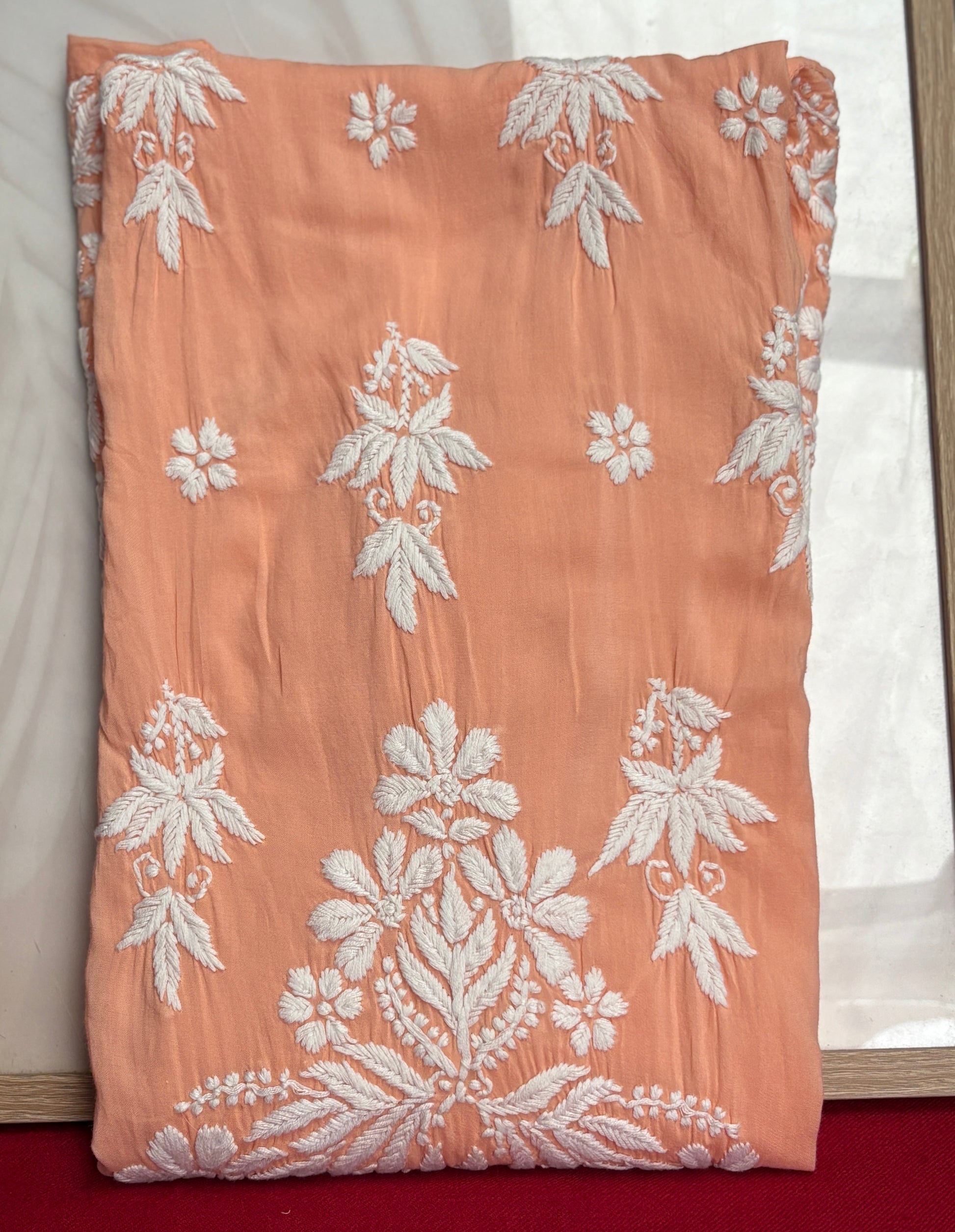 Peach Handmade Chikankari Kurti
