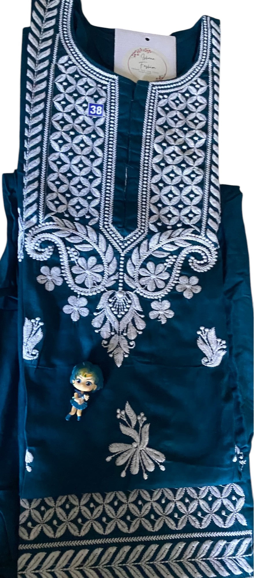 Two Piece Teal Blue Rayon Chikankari Kurta