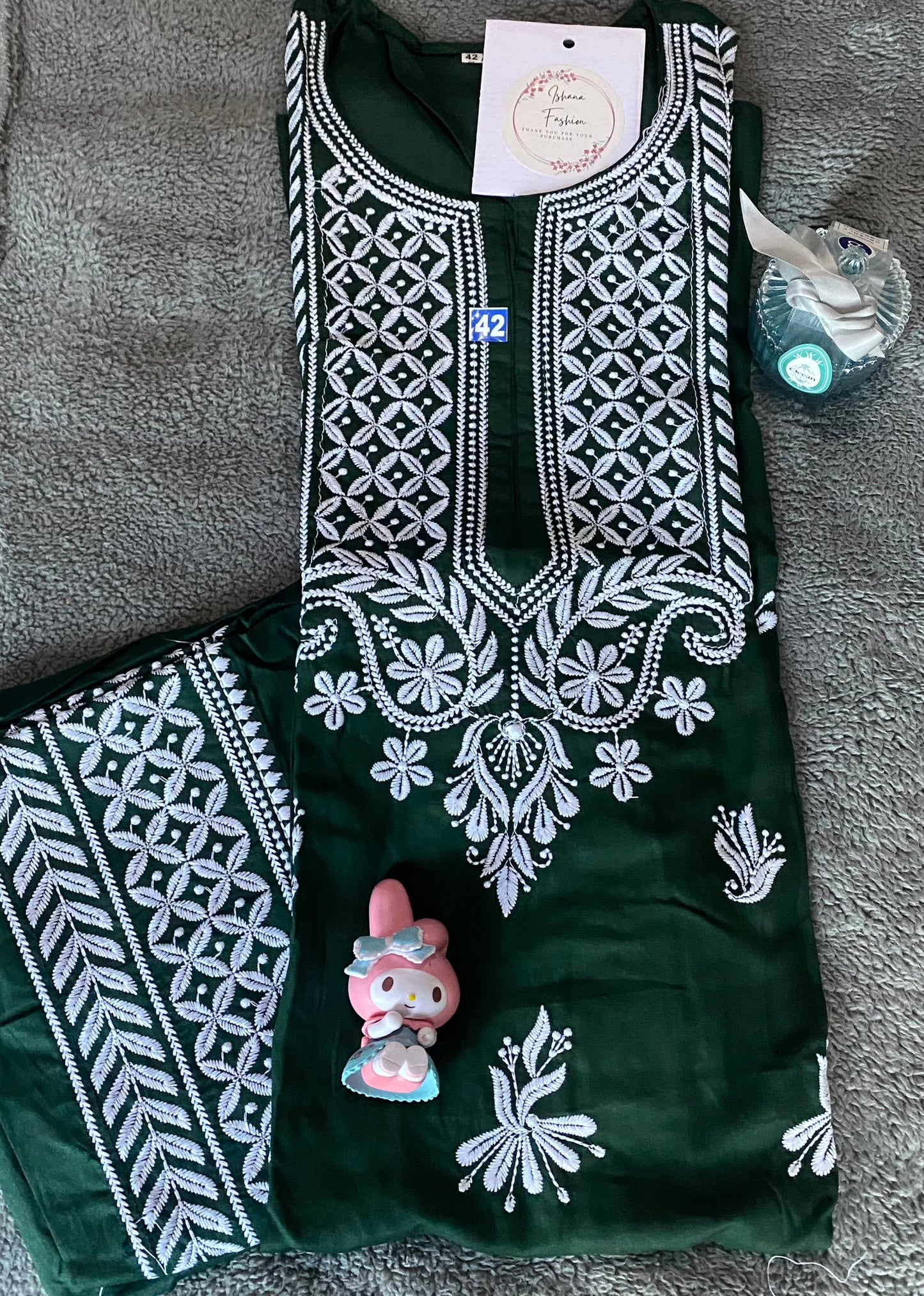 Soft Rayon Chikankari Set Kurti + Bottom Set