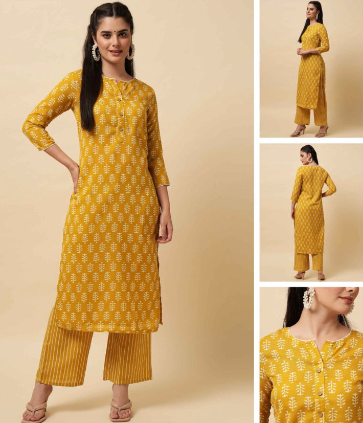 Beautiful Soft Cotton two-piece Kurta + Bottom Set