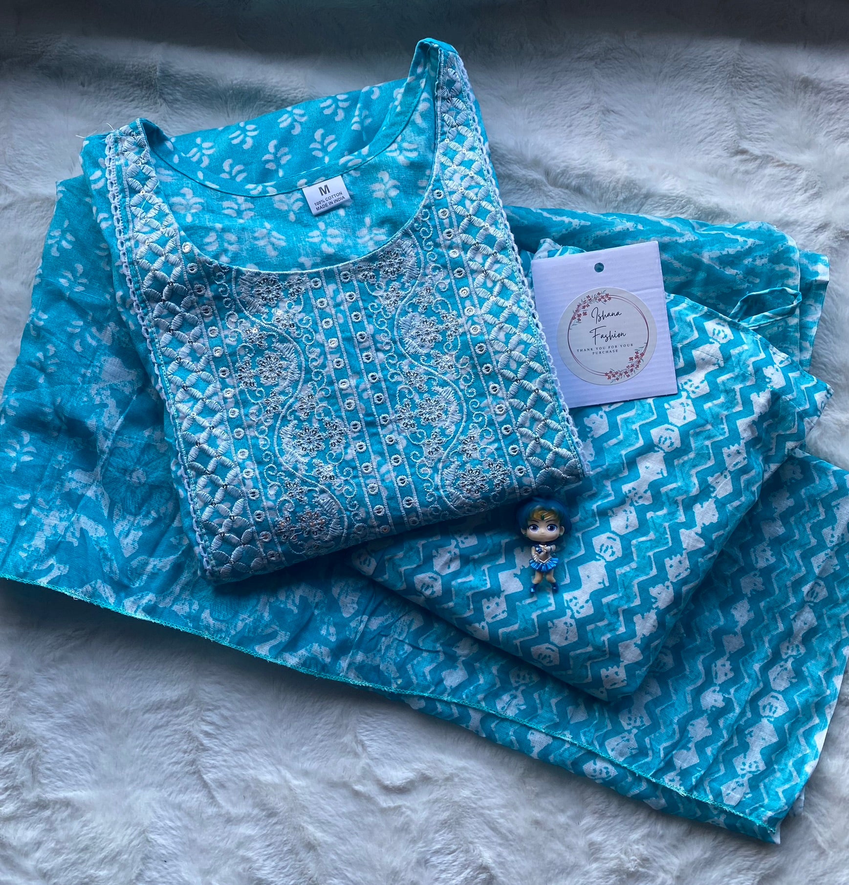 Three Piece Cotton Set - Blue
