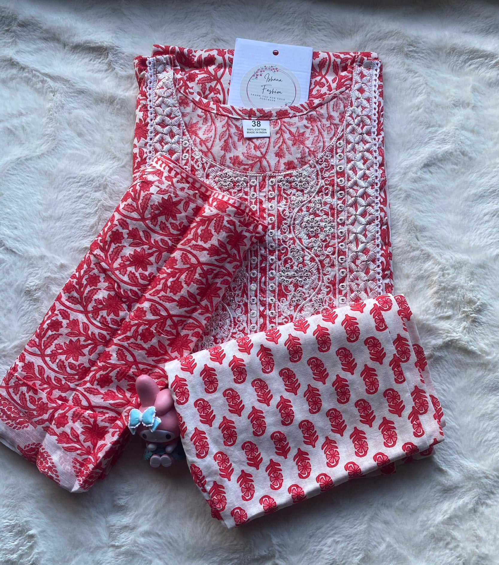 Three Piece Cotton Set - Red