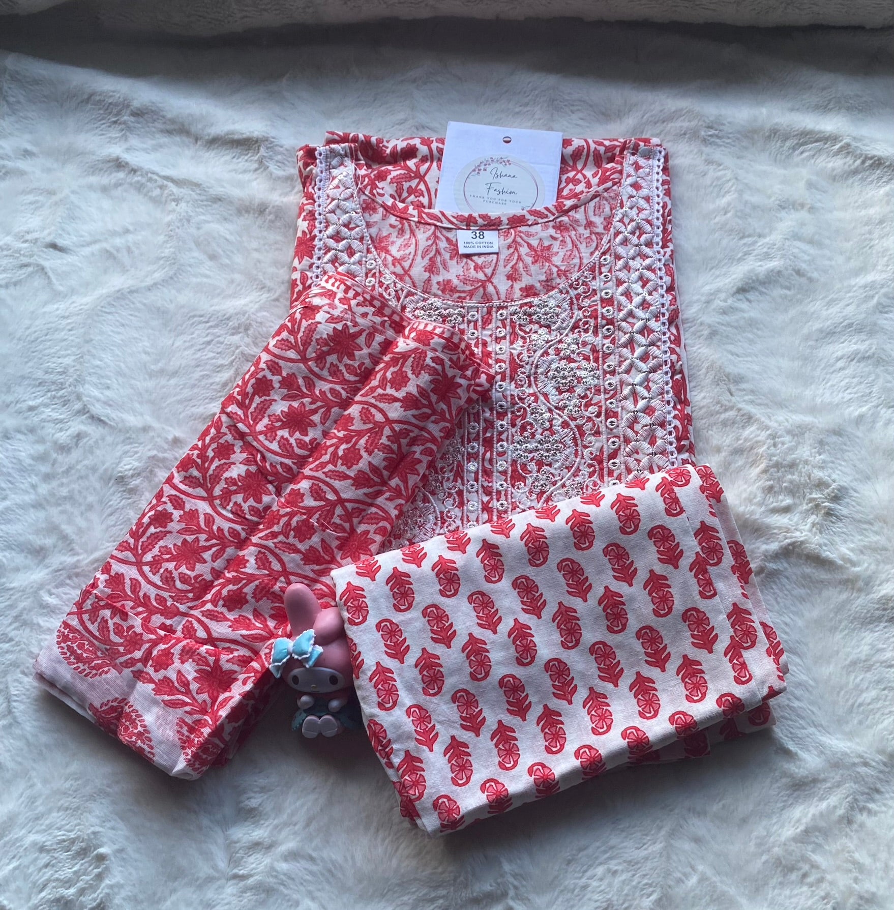 Three Piece Cotton Set - Red