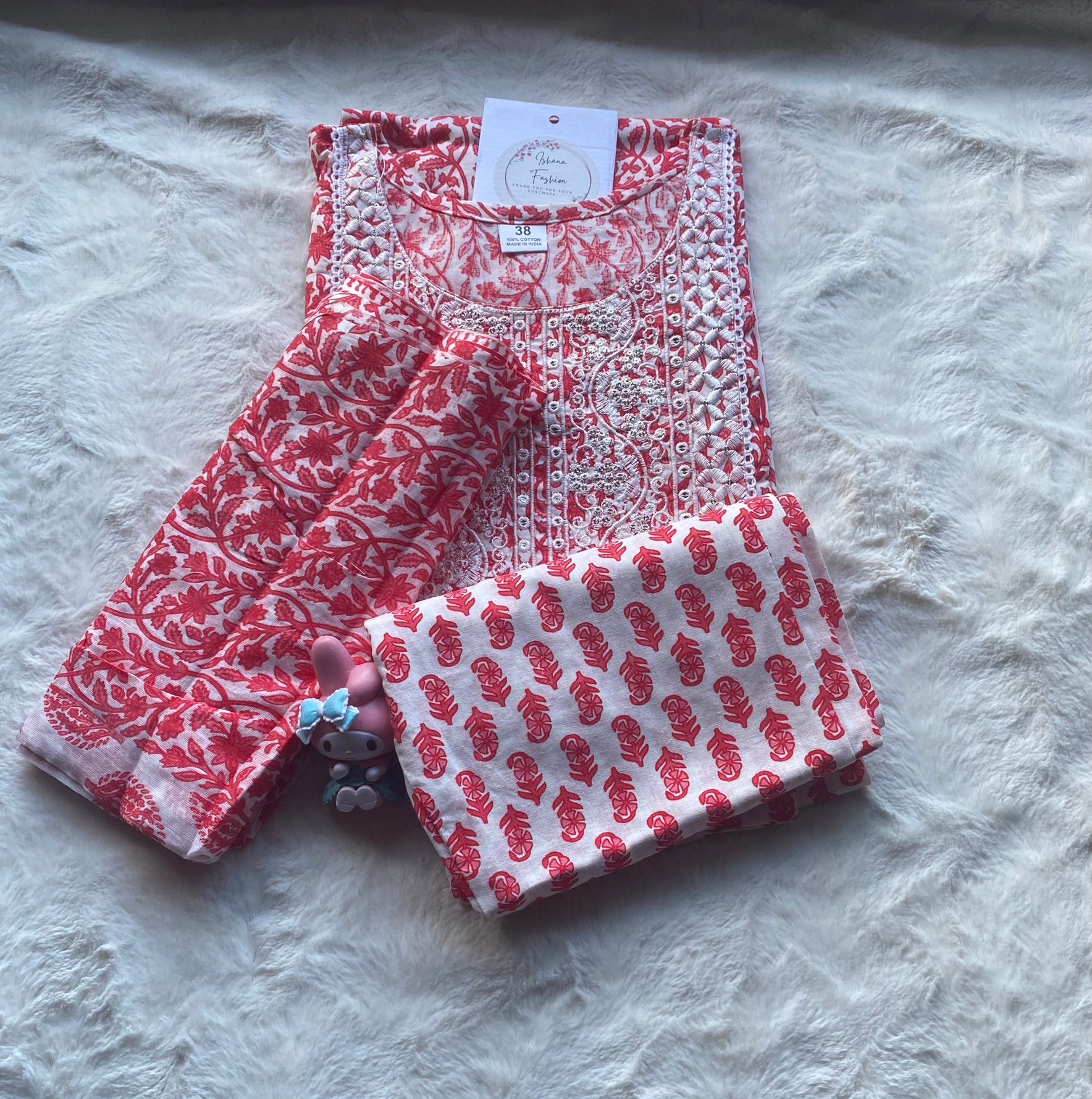 Three Piece Cotton Set - Red