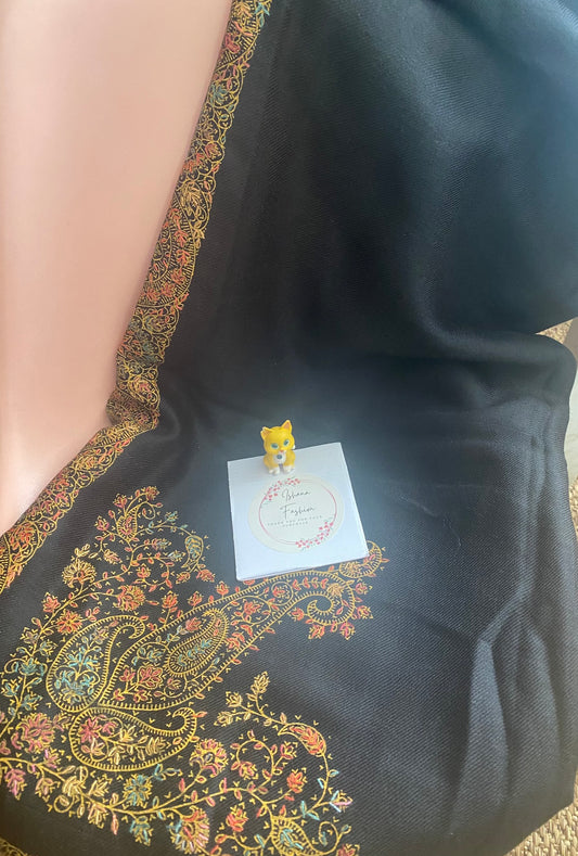 Embroidered Ladies’ Shawls in Beautiful Black colour with Multiple Thread