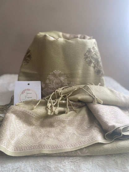 Embroidered Ladies’ Shawls in Olive Green Shade