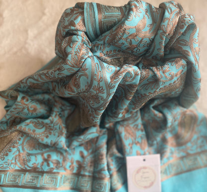 Embroidered Ladies’ Shawls in Light Blue Shade