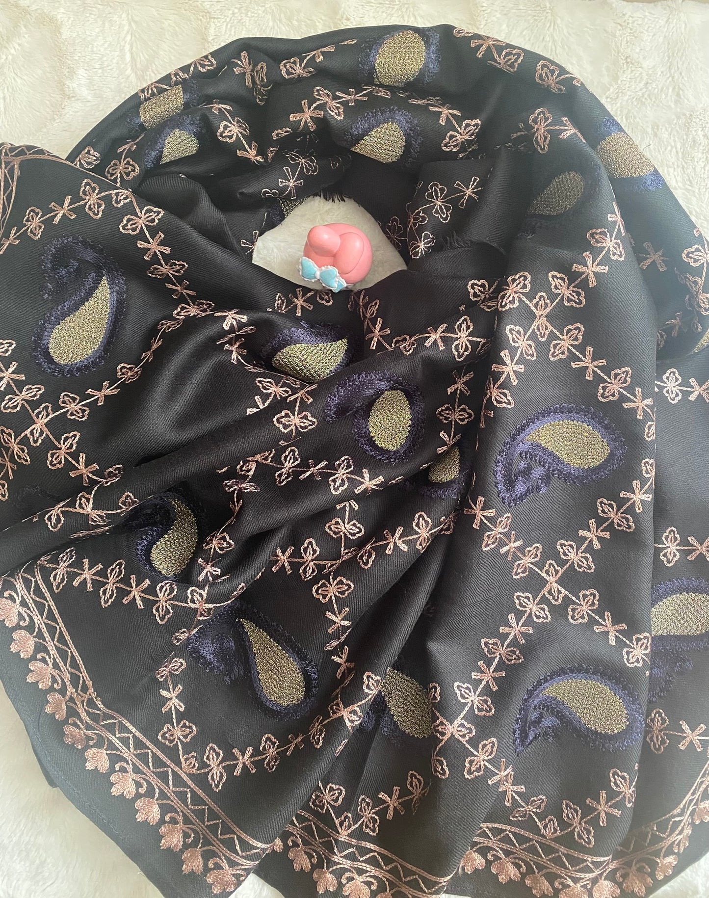 Embroidered Ladies’ Shawls in Black