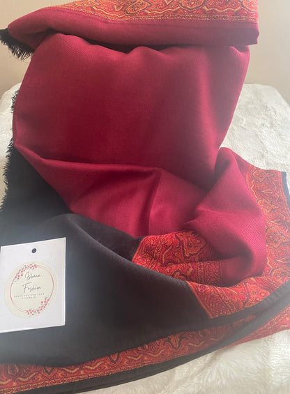 Embroidered Ladies’ Shawls in Cherry Red & Black Shade