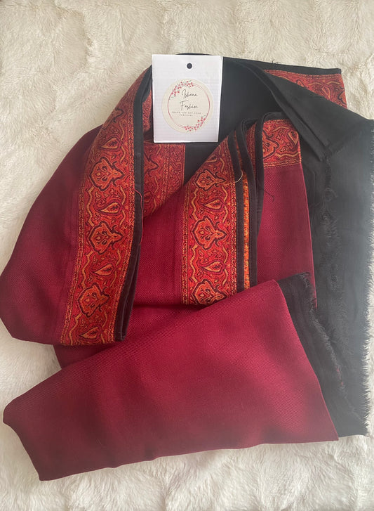 Embroidered Ladies’ Shawls in Cherry Red & Black Shade