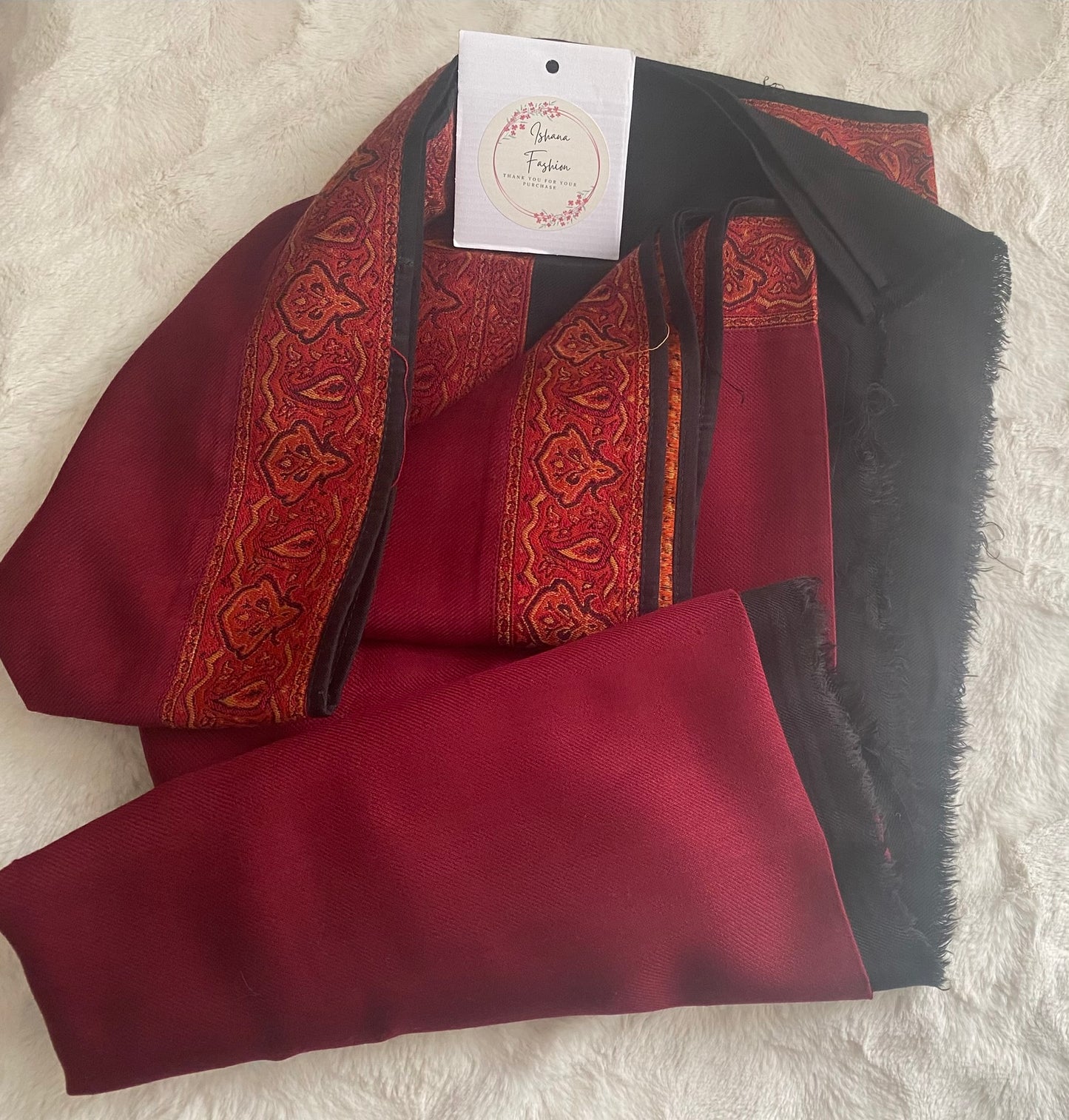 Embroidered Ladies’ Shawls in Cherry Red & Black Shade