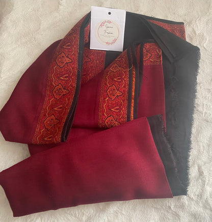 Embroidered Ladies’ Shawls in Cherry Red & Black Shade