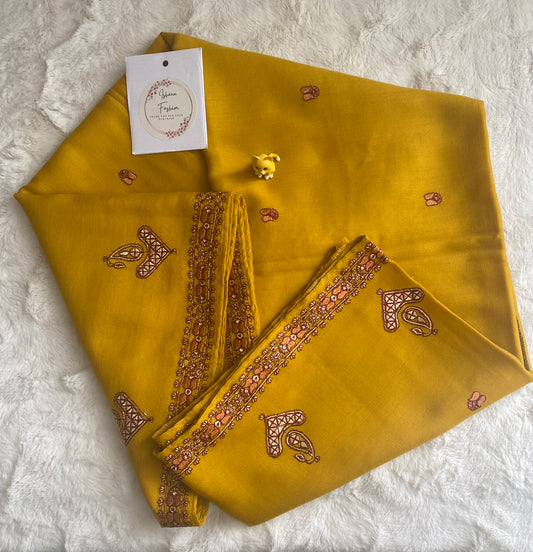 Embroidered Ladies’ Shawls in Bright Yellow