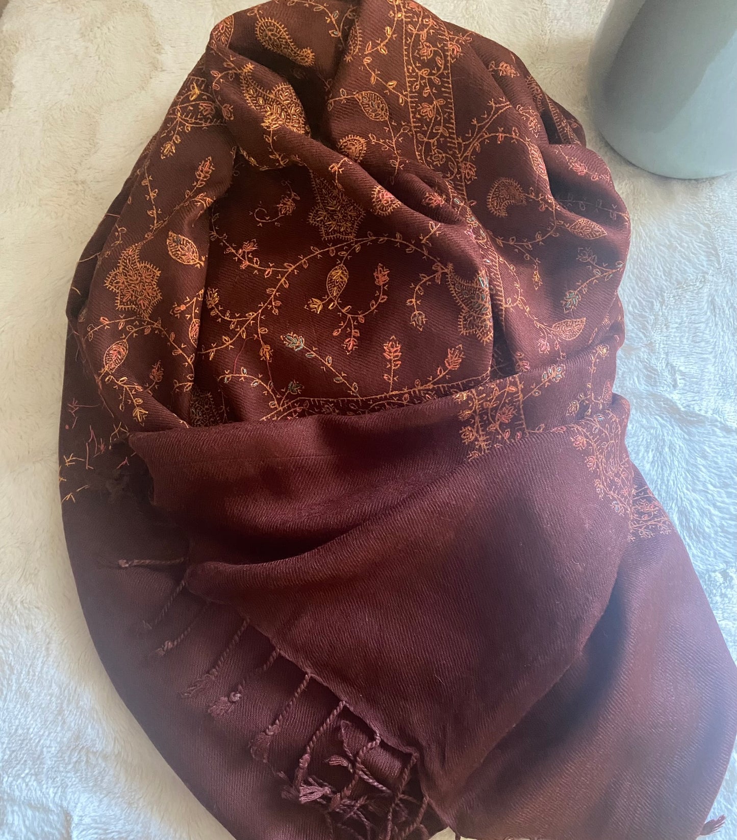 Embroidered Ladies’ Stoles in Dark Chocolate Brown