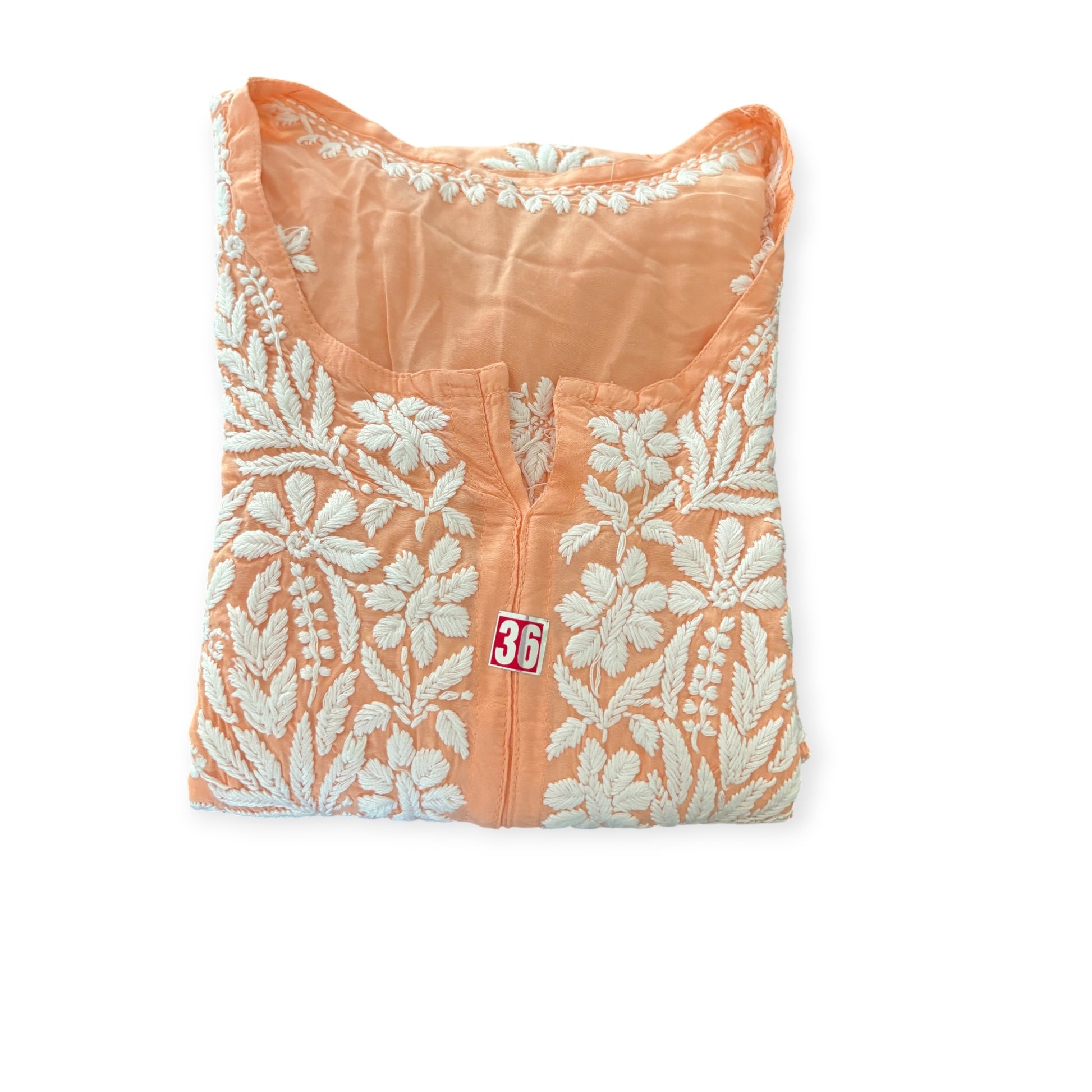 Peach Handmade Chikankari Kurti