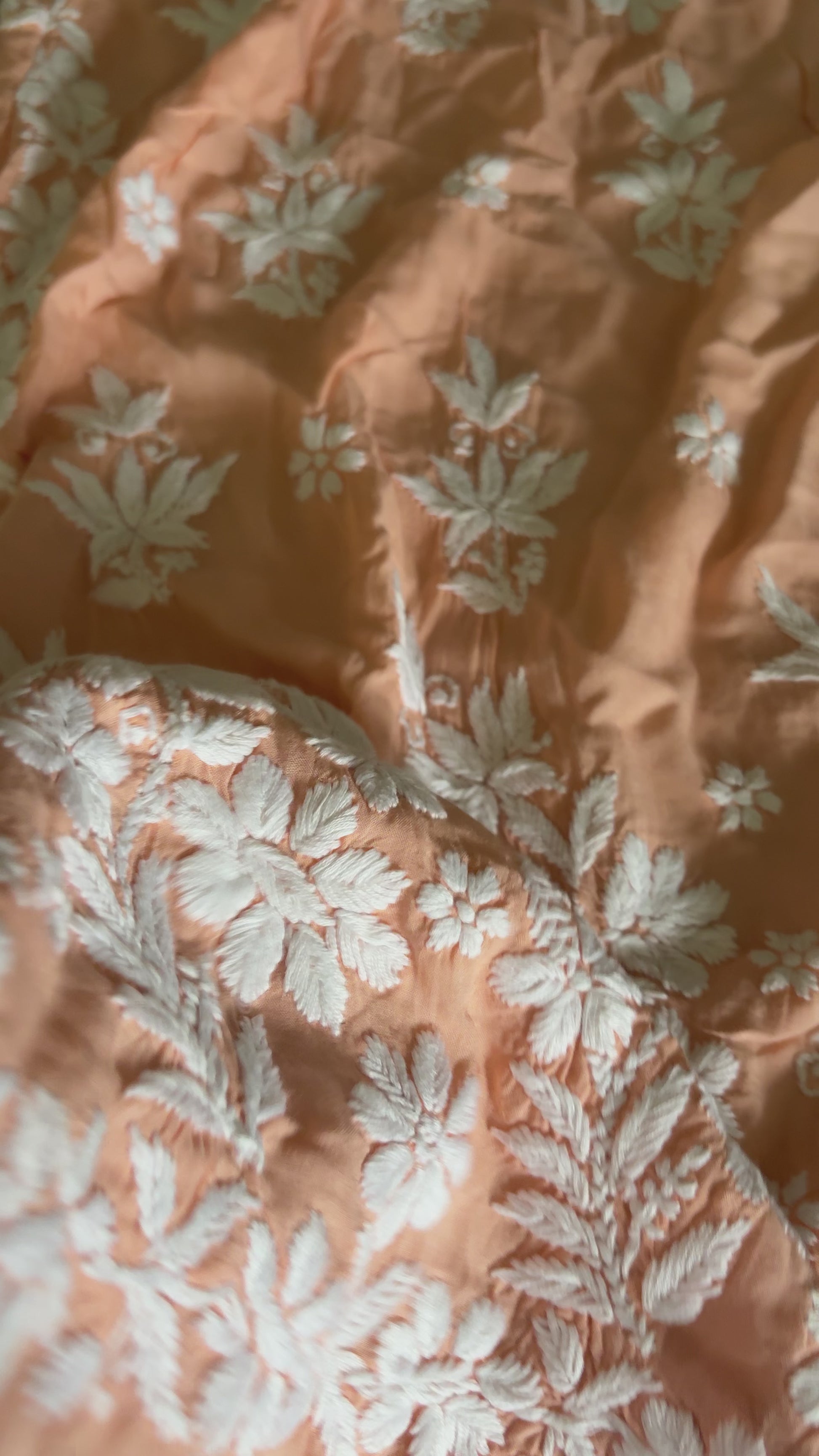 Peach Handmade Chikankari Kurti