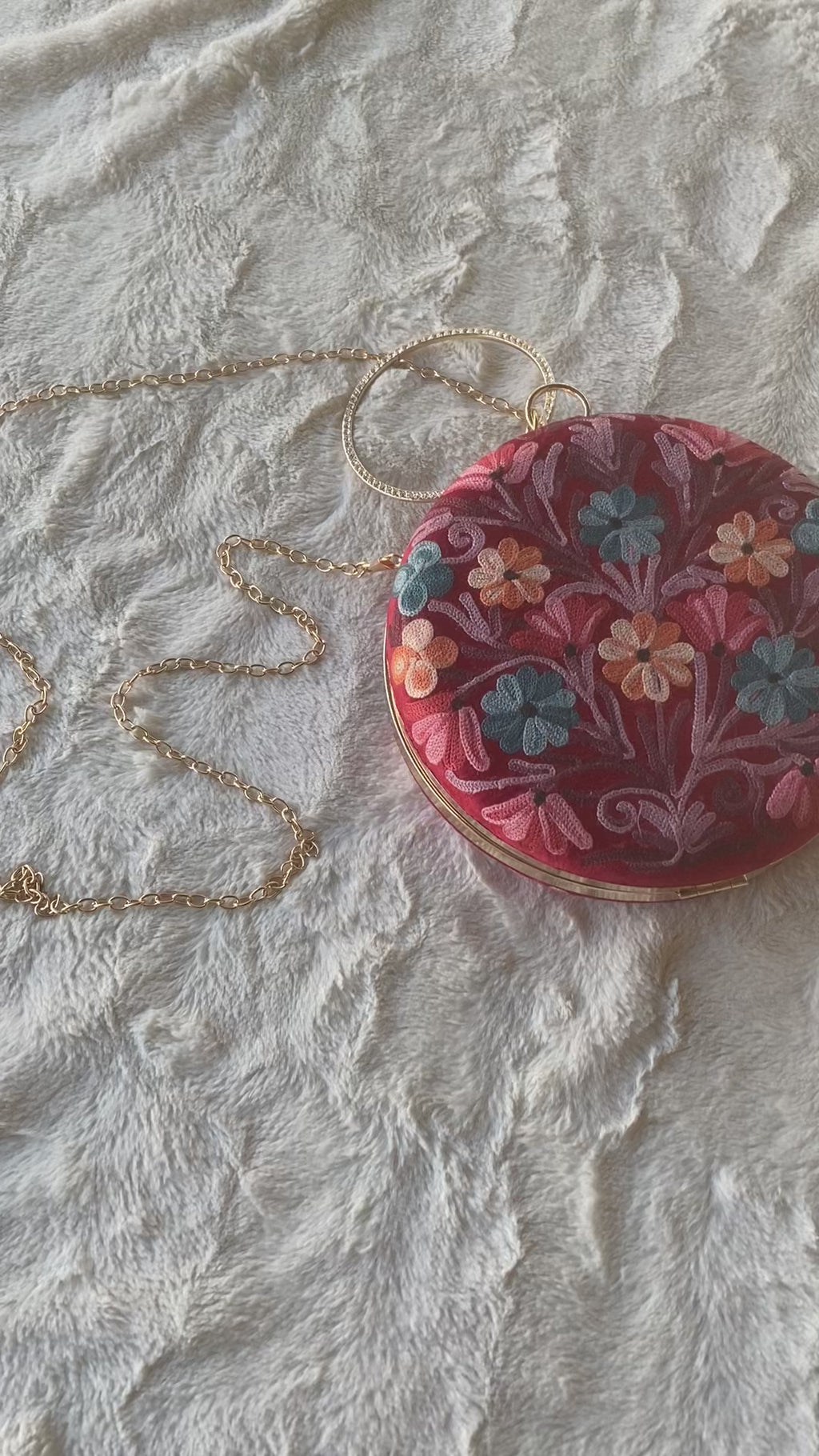 Women Embroidery Round Shoulder Bag