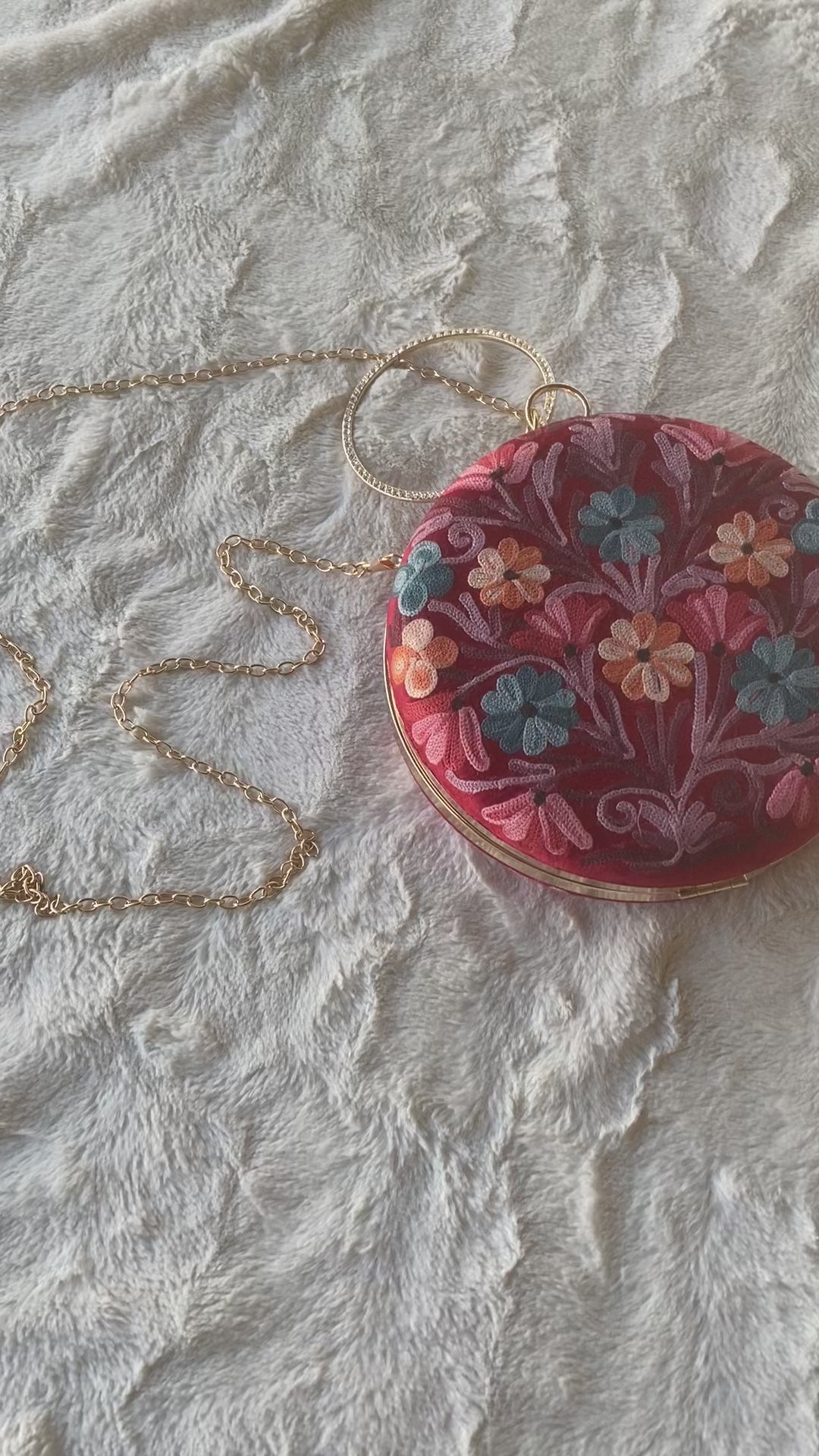Women Embroidery Round Shoulder Bag