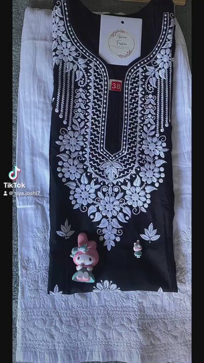 Black Lovers Chikankari Kurti set with White bottom