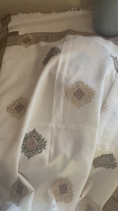 Embroidered Ladies’ Shawls in Beige Shade