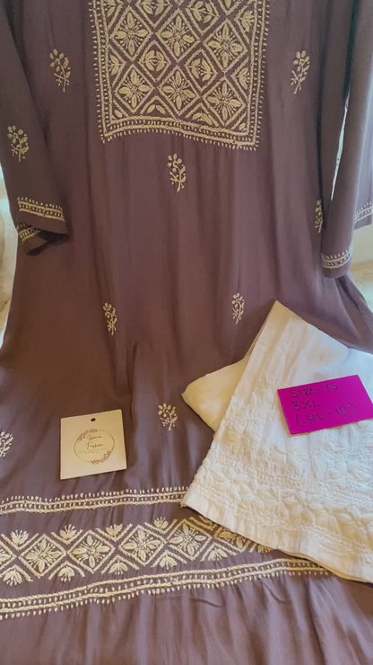 Lavender Chikankari Kurti with White Embroidery all Over