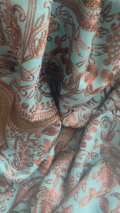 Embroidered Ladies’ Shawls in Light Blue Shade