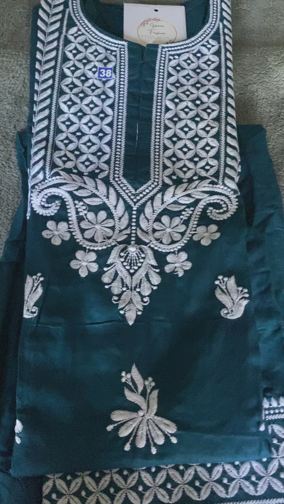 Two Piece Teal Blue Rayon Chikankari Kurta
