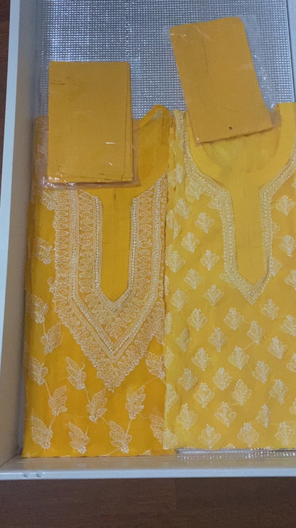 Handmade Lucknowi Chikankari Kurti -Beautiful Yellow with matching Cotton Inner