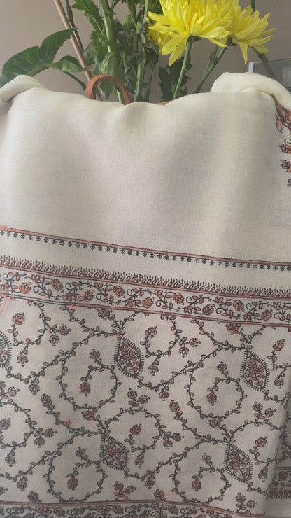 Embroidered Ladies’ Shawls in Beautiful Vanilla Shade